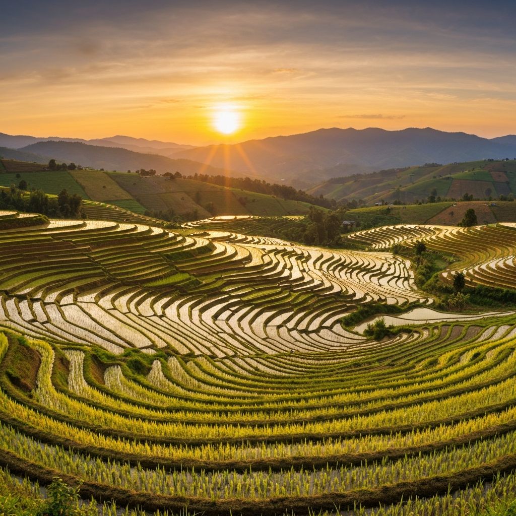 Beautiful Thai rice fields environment