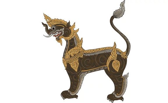 Traditional Thai Singha guardian divider